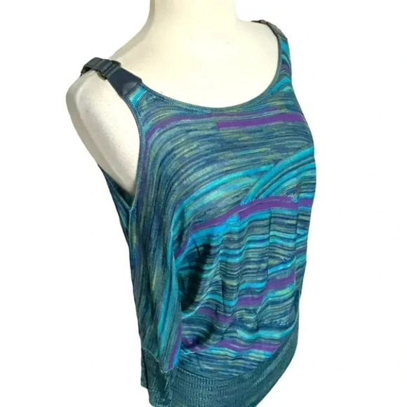 Vintage Cache women's M blue + purple cold shoulder rayon top Y2K Retro - Picture 4 of 7